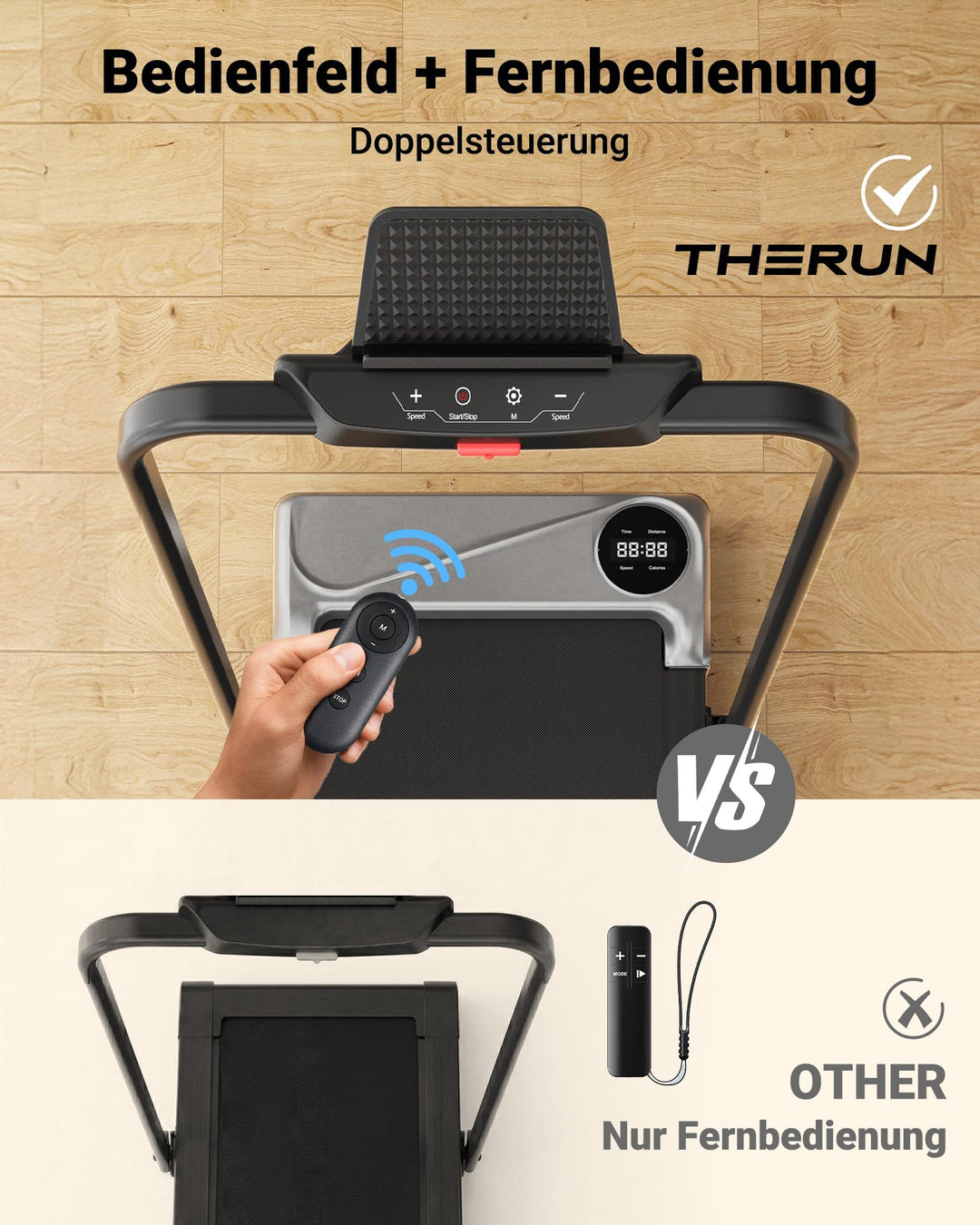 Laufband klappbar mit Handlauf und LED-Anzeige bis 10 km/h leise - Bild 6