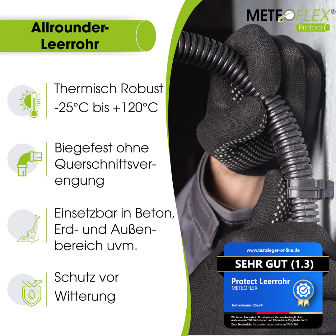 Leerrohr HDPE M25 mit Zugdraht Erdverlegung 25m schwarz - Bild 2