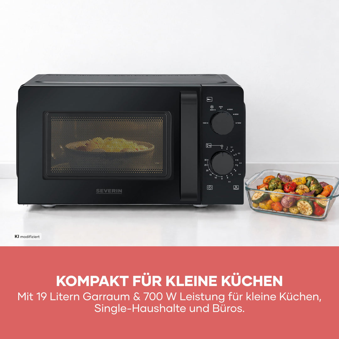 Mikrowelle Solo 700W 19L Drehteller 6 Leistungsstufen schwarz - Bild 6