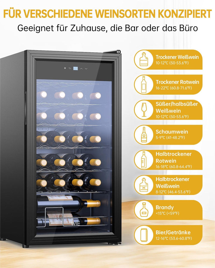 Weinkühlschrank Kompressor 82 L für 28 Flaschen mit Glastür LED - Bild 7