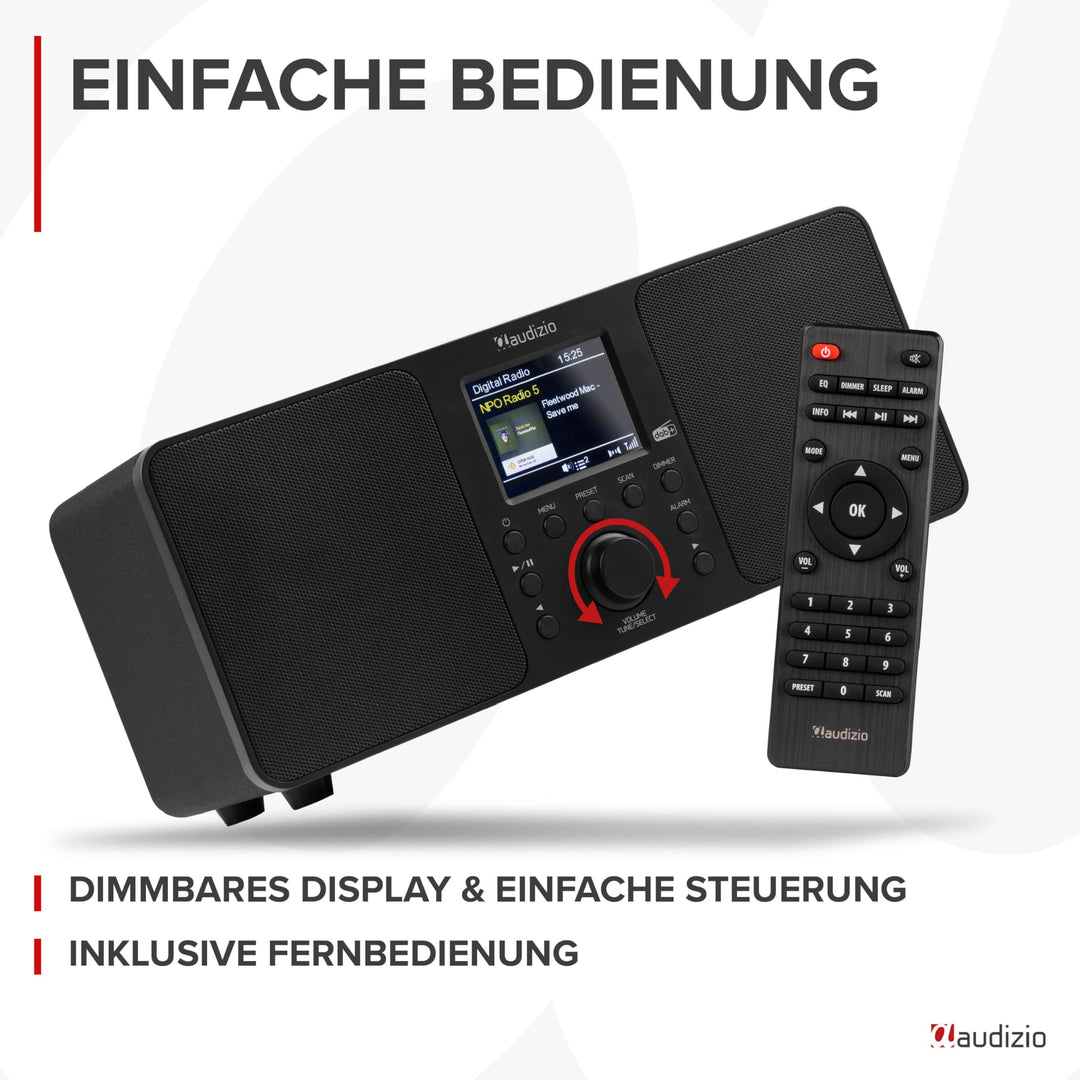 DAB+ Radio mit Bluetooth Weckfunktion USB Aux 60 Sender schwarz - Bild 5