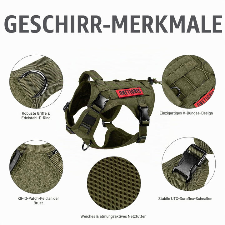 Taktisches Hundegeschirr MOLLE 1000D Nylon Grösse M Ranger Grün - Bild 4