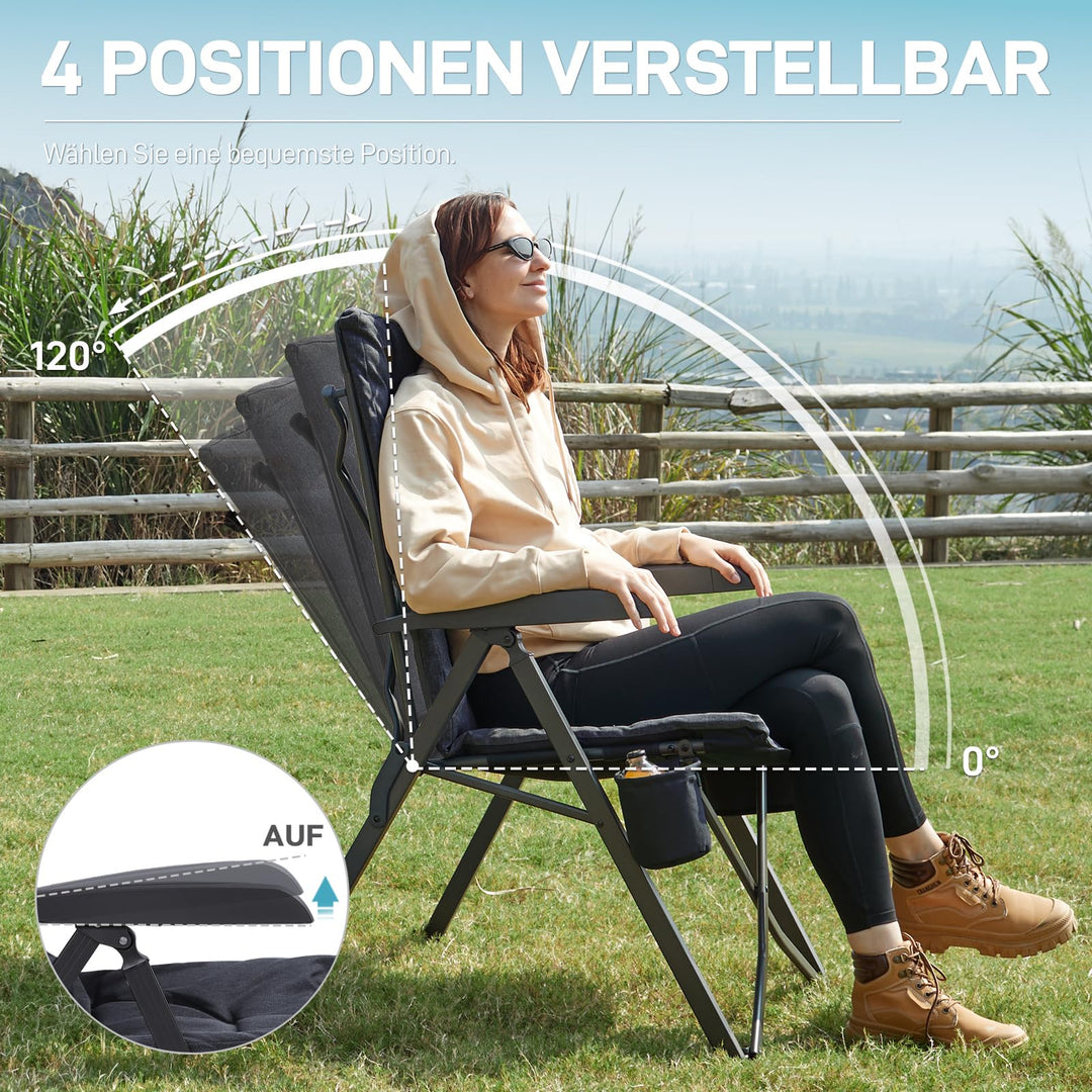Campingstuhl faltbar gepolstert 4-fach verstellbar bis 150 kg - Bild 4