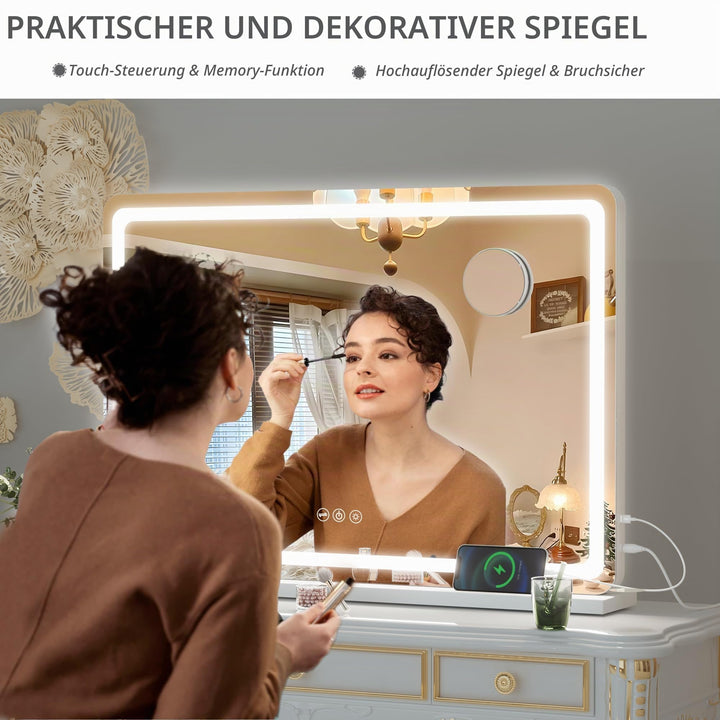Kosmetikspiegel beleuchtet 80x55cm LED 3 Farbmodi dimmbar - Bild 7