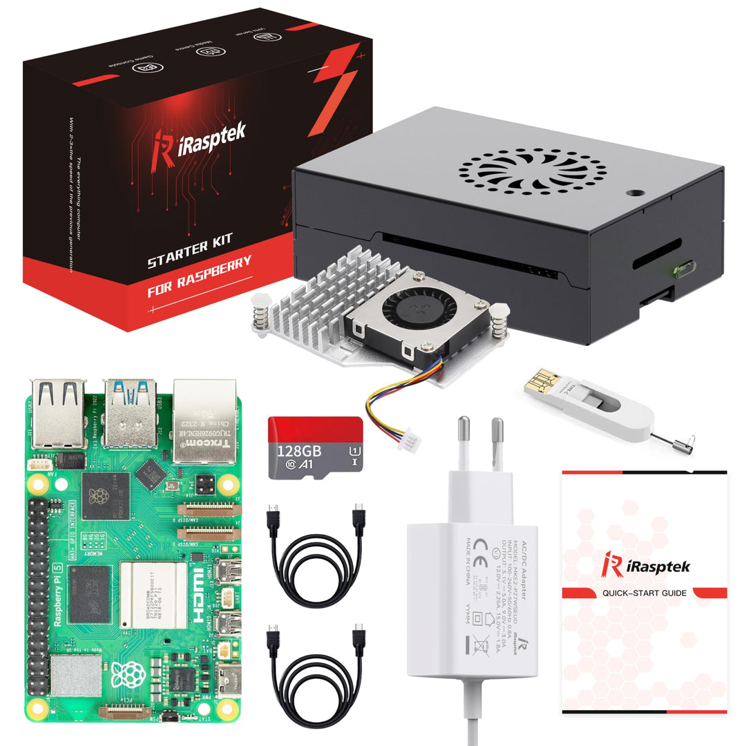 Raspberry Pi 5 Starter Kit 8GB mit 128GB MicroSD Aluminium-Gehäuse