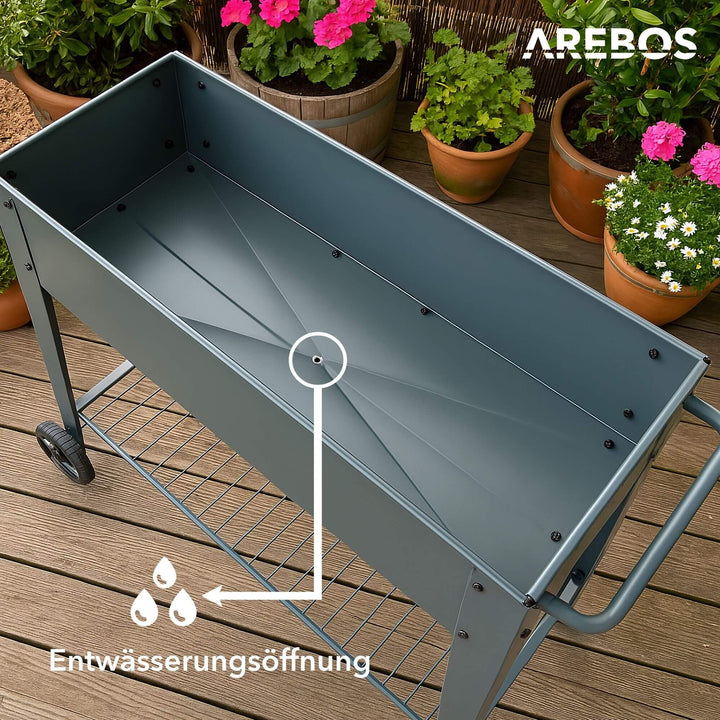 Hochbeet Metall mit Rollen 80 cm Höhe 75 L für Balkon Terrasse - Bild 4