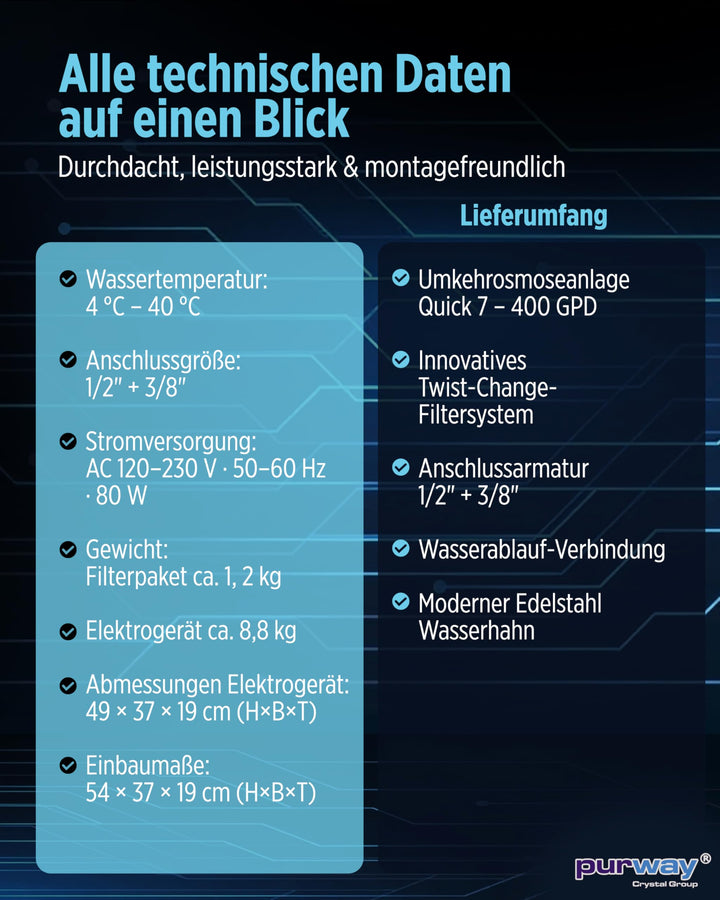 Umkehrosmoseanlage 7-stufig Direct Flow 400 GPD ohne Tank - Bild 7