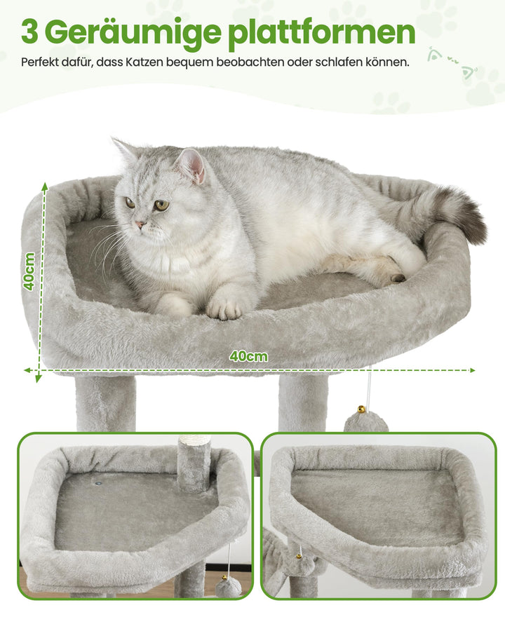Kratzbaum XXL 170 cm mit 3 Ebenen für grosse Katzen