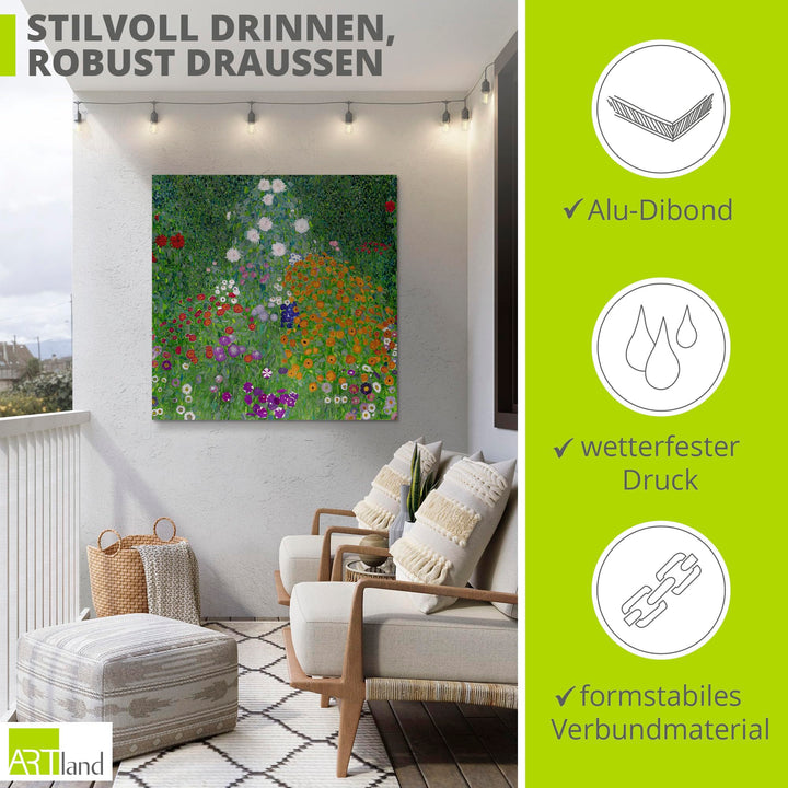 Wandbild Alu Verbundplatte 40x40 cm Klimt Bauerngarten Outdoor - Bild 2