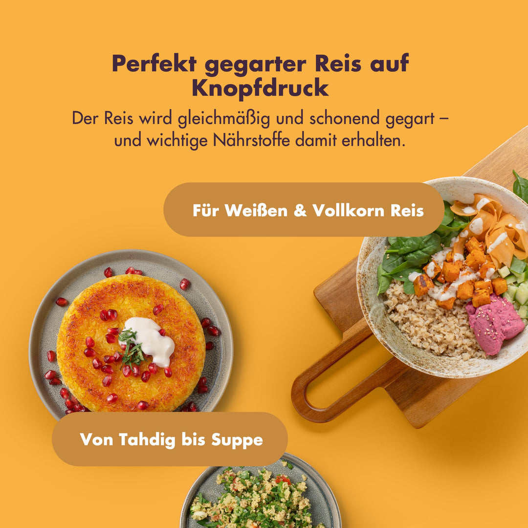 Reiskocher &amp; Dampfgarer 1,5L mit 12 Kochmodi für bis zu 8 Portionen - Bild 3