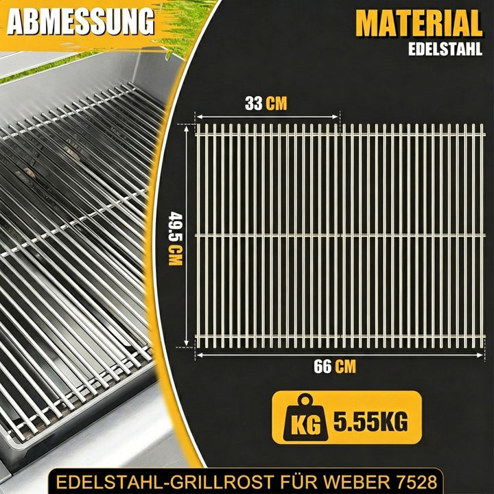 Grillrost Edelstahl 49,5x33cm für Weber Genesis E/S-310–330 (2007–2016), 2er-Set - Bild 2