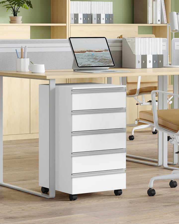 Rollcontainer 5 Schubladen Holz 40x40x70cm fürs Büro weiss - Bild 7
