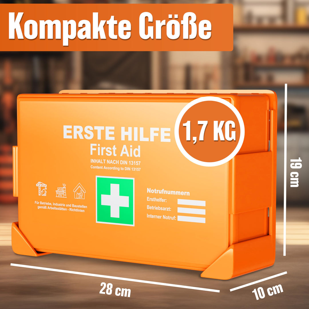 Erste-Hilfe-Kasten DIN 13157:2021 wasserdicht mit Wandhalterung
