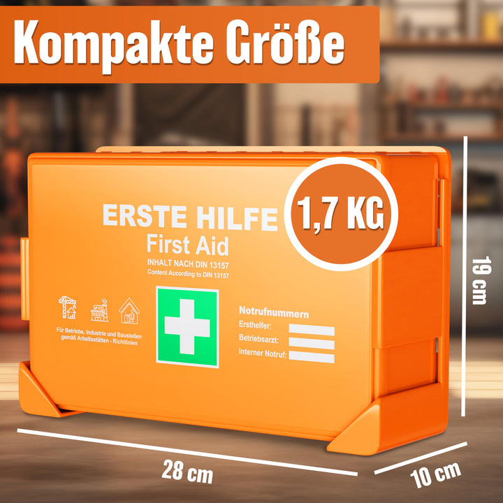 Erste-Hilfe-Kasten DIN 13157:2021 wasserdicht mit Wandhalterung