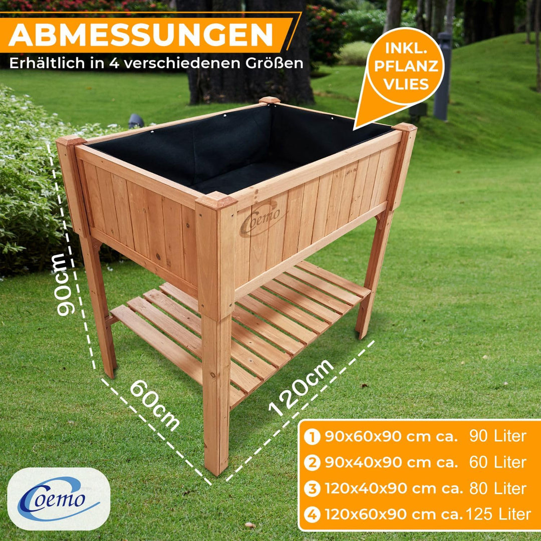 Hochbeet Holz mit Ablageboden 120x60x90 cm für Garten &amp; Terrasse - Bild 5