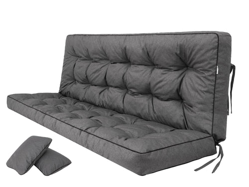 Hollywoodschaukel-Auflage 180 cm Graphit mit 2 Zierkissen