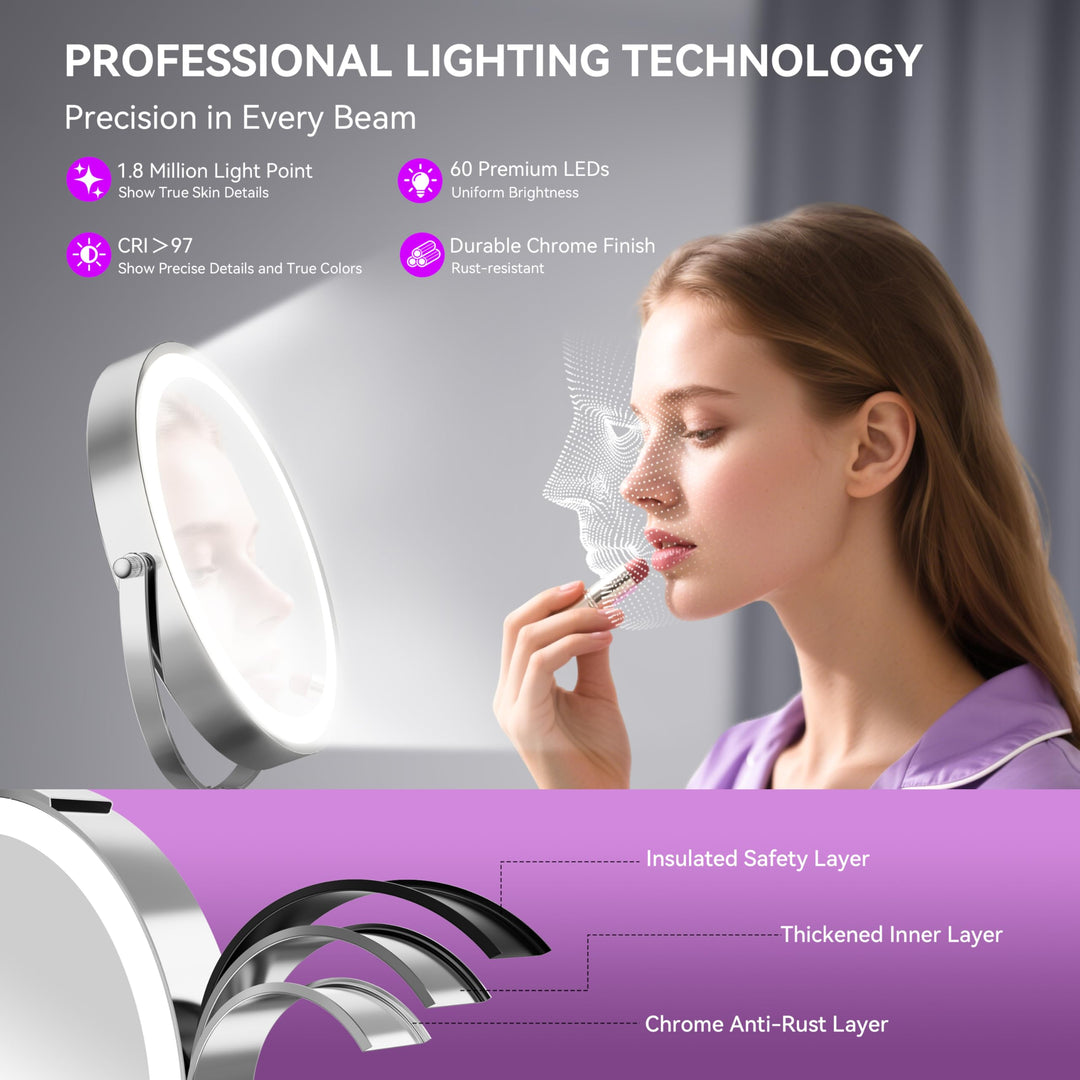 Kosmetikspiegel beleuchtet 30x/1x Vergrösserung 9 Zoll 54 LEDs - Bild 8