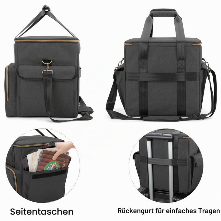 Schallplatten-Tasche wasserdicht 60 LP mit Schultergurt, Schwarz - Bild 4