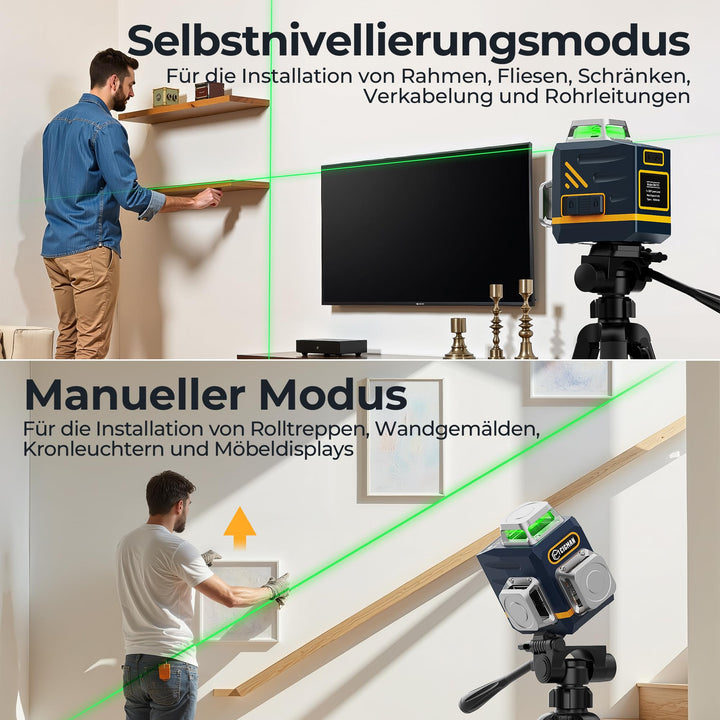 Kreuzlinienlaser 3x360° Grün Selbstnivellierend mit Fernbedienung - Bild 5