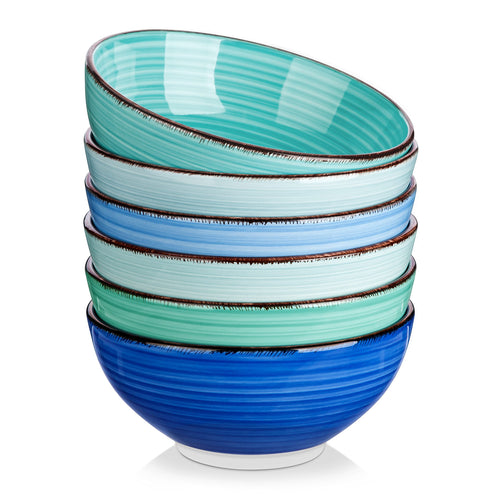 Suppenschalen Steinzeug 6er-Set blau 820ml für Ramen und Salat
