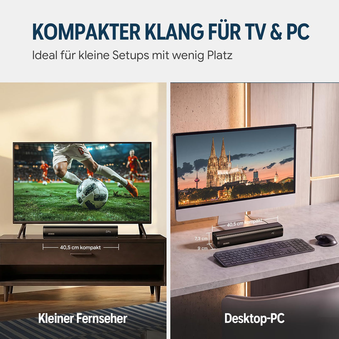 Mini-Soundbar 2.1 mit integriertem Subwoofer 40,5 cm für TV und PC - Bild 3