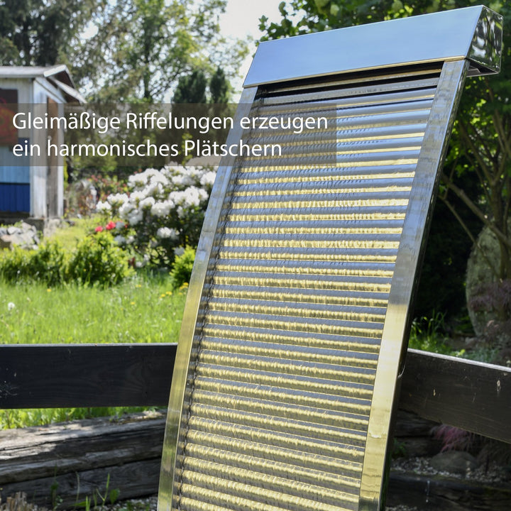 Terrassenbrunnen Edelstahl mit LED 110 cm Wasserwand Garten - Bild 3