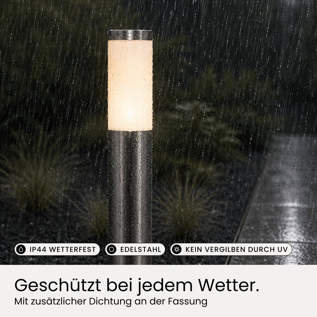 Wegeleuchten Aussen Edelstahl E27 IP44 50cm mit Erdspieß 4er-Set - Bild 8