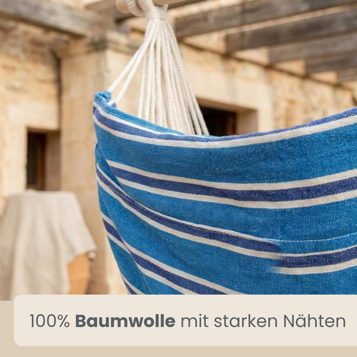 Hängesessel mit Gestell XXL 185x130cm Baumwolle für Garten &amp; Balkon - Bild 7