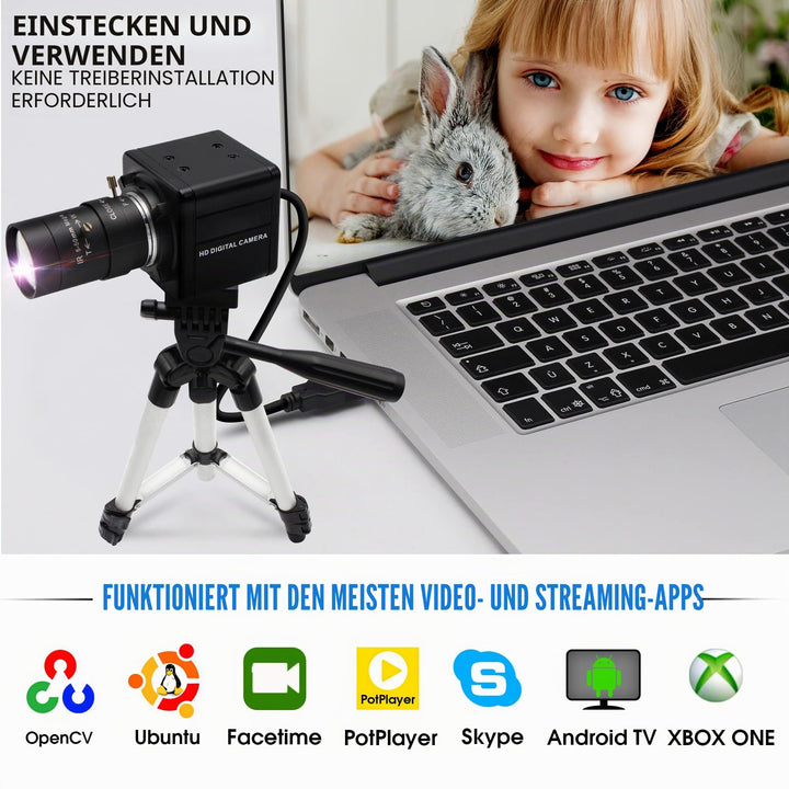 USB-Webcam 8 Megapixel mit 5-50mm Varifokus-Objektiv für PC &amp; Laptop - Bild 5