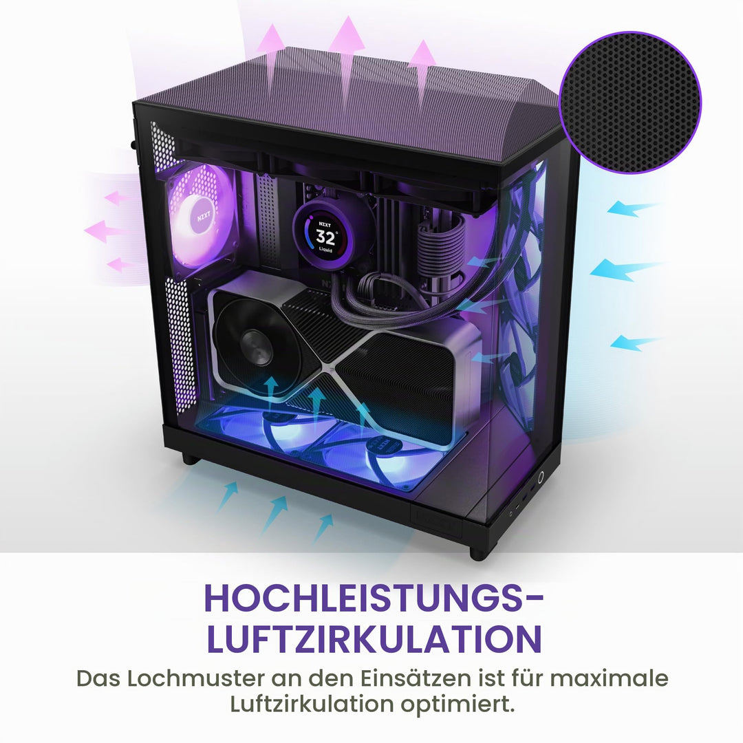 ATX PC-Gehäuse Dual-Kammer RGB 3x120mm Lüfter Panoramascheibe - Bild 5
