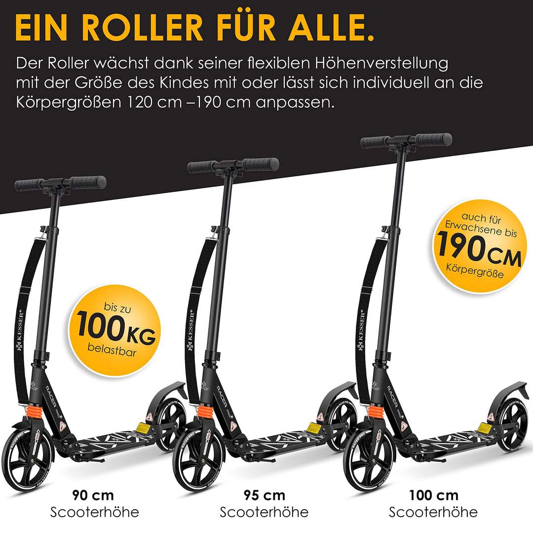 Cityroller Erwachsene Aluminium 205mm PU-Räder klappbar bis 100kg - Bild 5