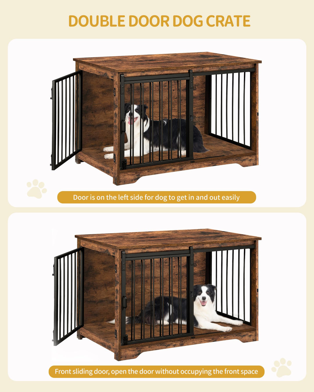 Hundekäfig Möbel Vintage 100 cm mit 2 Türen für mittelgrosse Hunde - Bild 7