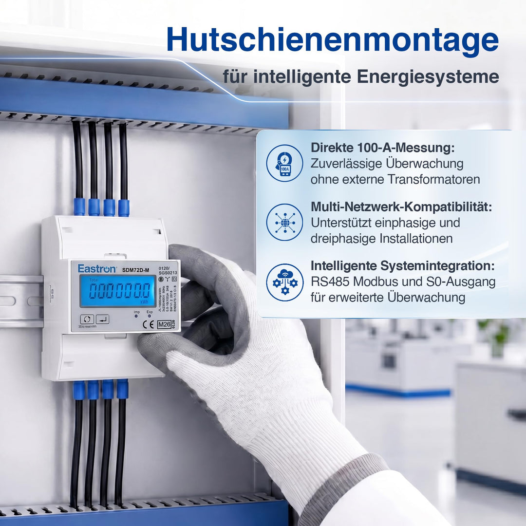 Drehstromzähler 3-Phasen bidirektional RS485 Modbus S0 LCD - Bild 4
