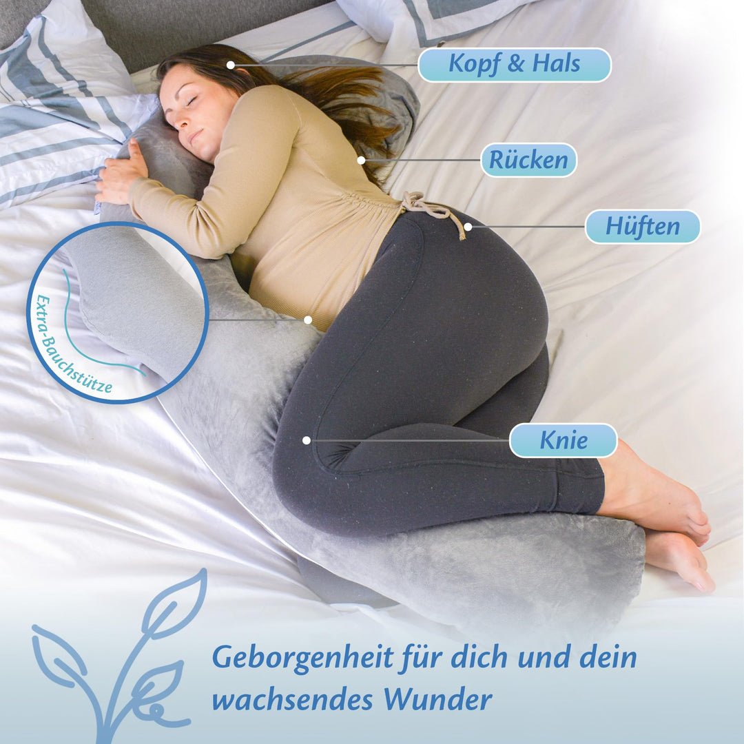 Schwangerschaftskissen J-Form Seitenschläfer mit waschbarem Bezug - Bild 2