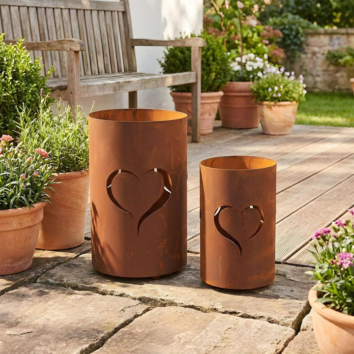 Windlichter Herz 2er Set Metall Rostoptik 32/24 cm Gartendeko - Bild 5