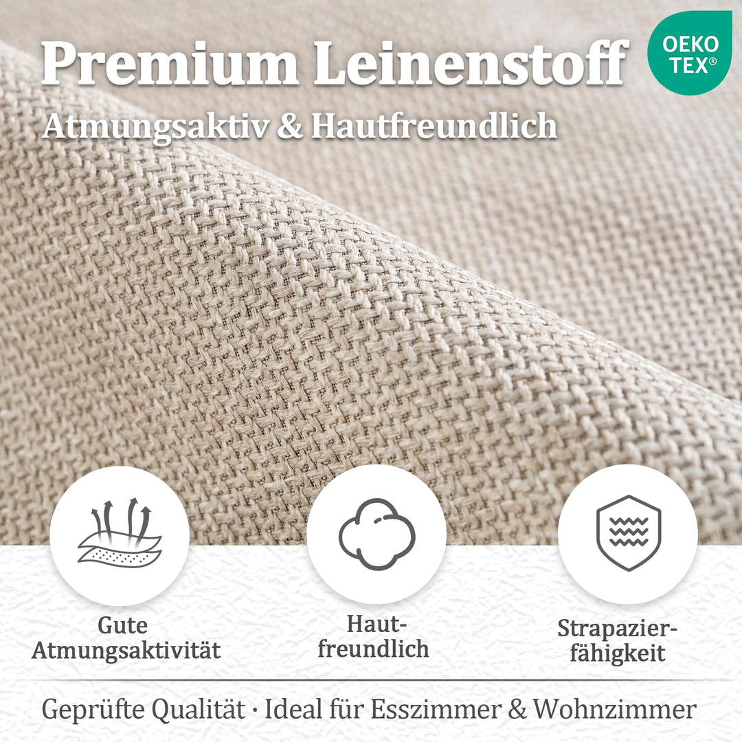 Esszimmerstuhl Drehbar 360° mit Armlehne Leinen Beige 6er Set - Bild 8