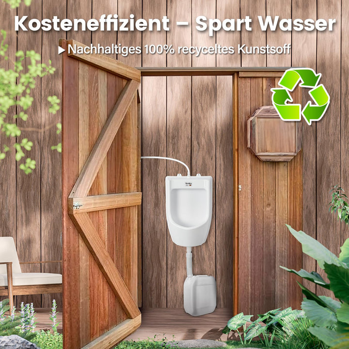 Urinal Wand PVC weiss mit Schlauch, Sieb &amp; Spülanschluss Outdoor - Bild 7