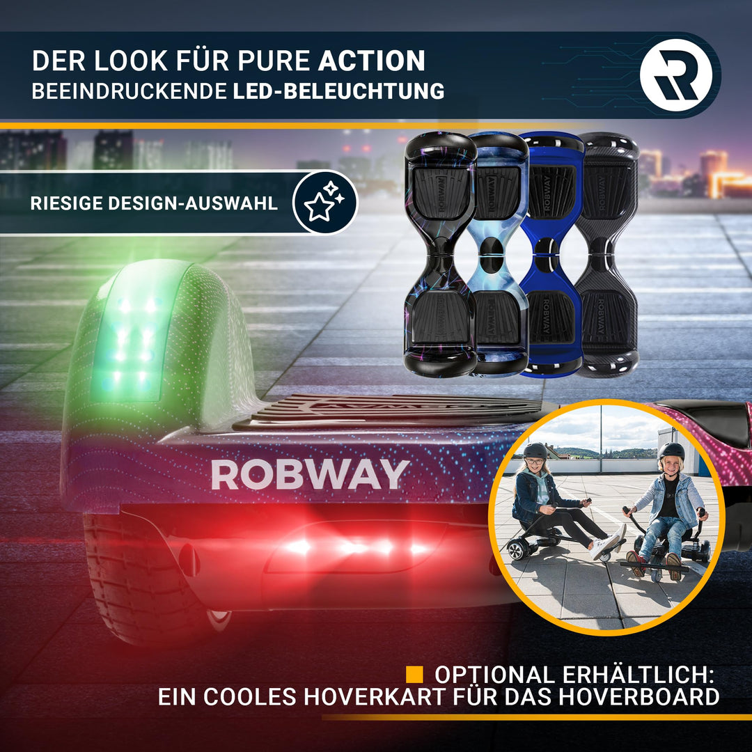 Hoverboard Self-Balance 700W Bluetooth App LED 15 km/h matt schwarz - Bild 7