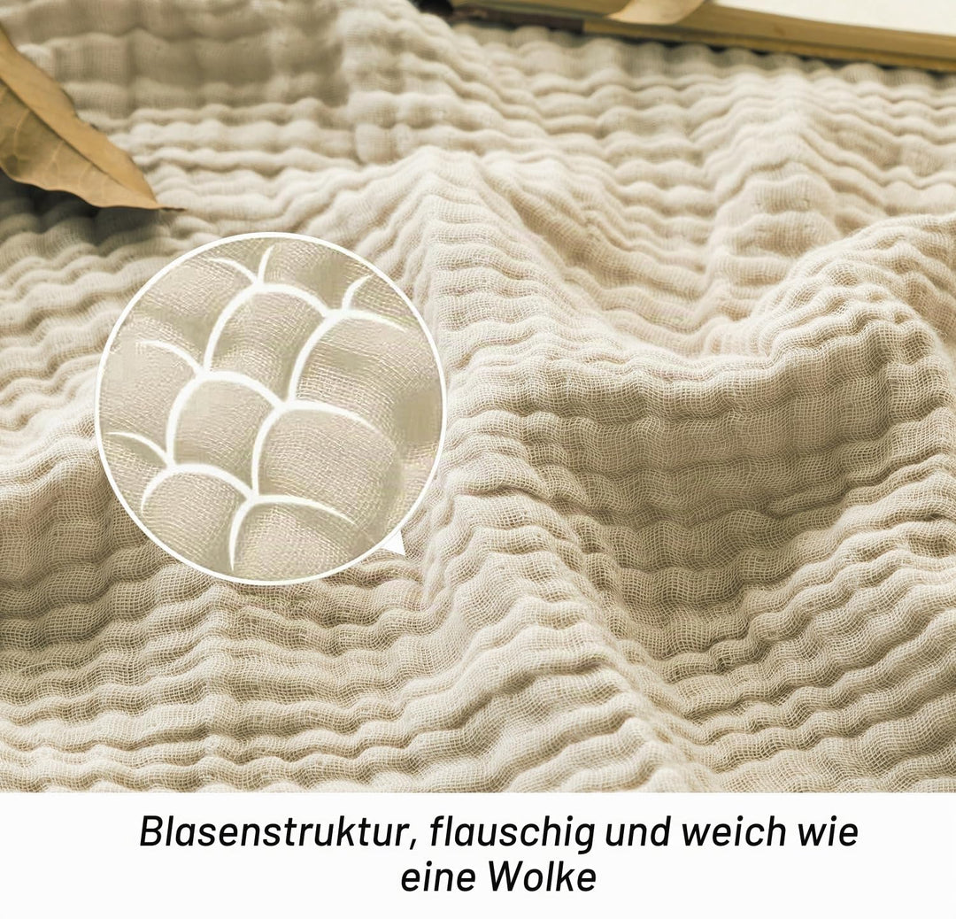Musselin-Decke 4-lagig Baumwolle 150x200 cm OEKO-TEX Beige - Bild 3