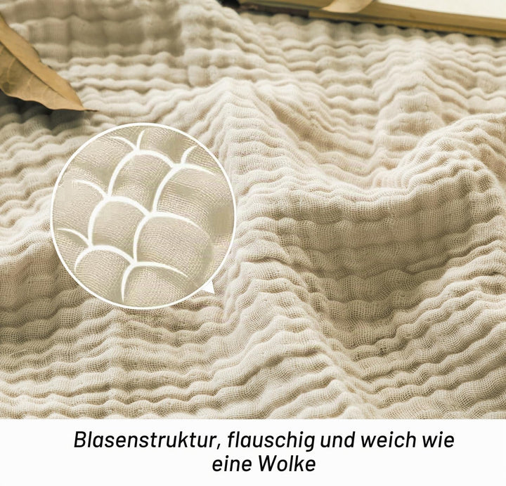 Musselin-Decke 4-lagig Baumwolle 150x200 cm OEKO-TEX Beige - Bild 3