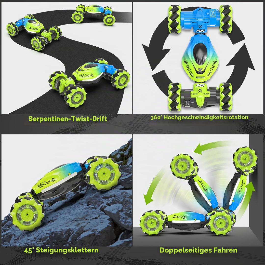 RC Stuntauto 4WD mit Gestensteuerung und Fernbedienung blau-grün - Bild 3