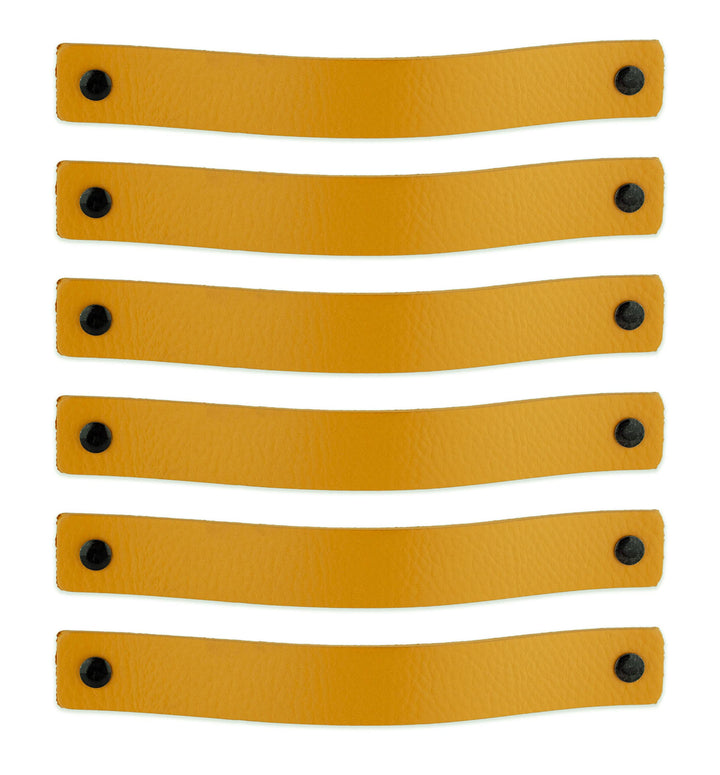 Möbelgriffe Leder Gelb 20 cm 6er-Set mit Schrauben