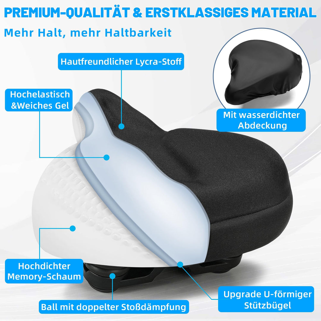 Fahrradsattel Gel-Memory-Schaum breit 27x25cm universal für MTB &amp; Cityrad - Bild 4