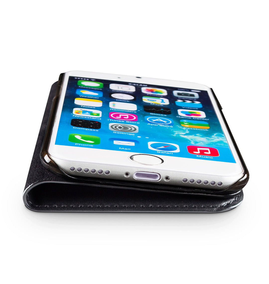 Leder Handytasche iPhone SE 2020 / 8 / 7 Schwarz mit Kartenfach - Bild 4