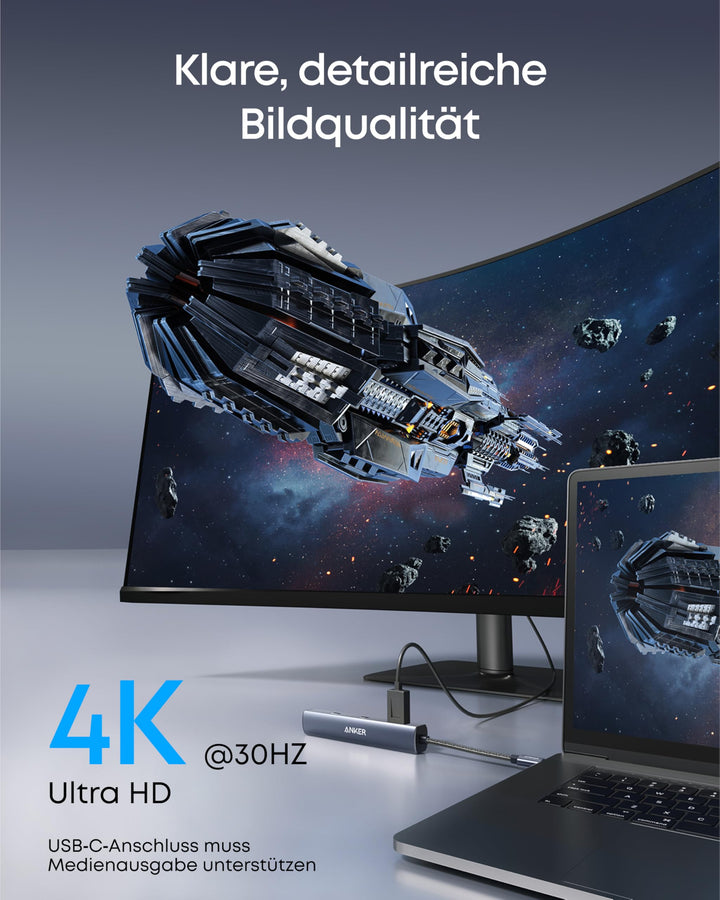 USB-C Hub 6-in-1 mit HDMI 4K, Ethernet 1 Gbps und Power Delivery