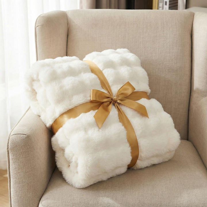 Kuscheldecke Kaninchen-Plüsch 160x200 cm Weiss 1000 g/m² - Bild 7