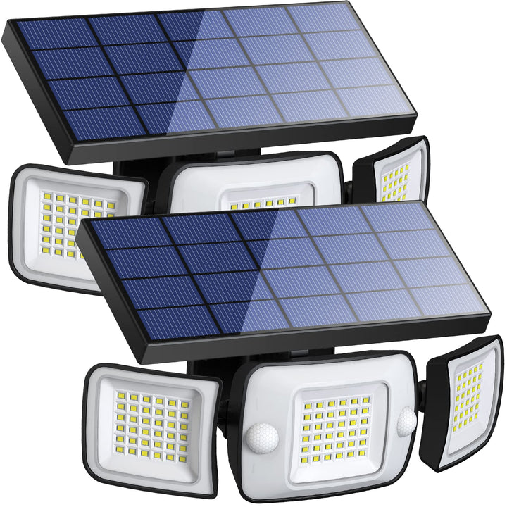 Solar-Aussenleuchte mit Bewegungsmelder 3-Kopf 108 LED 2er-Set