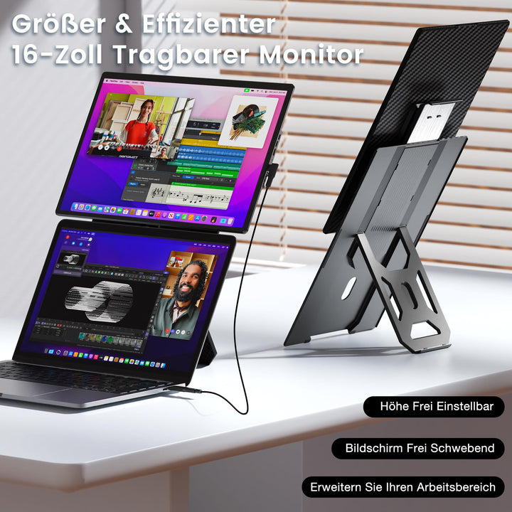 Tragbarer Monitor 16 Zoll Full HD IPS 360° drehbar VESA - Bild 4