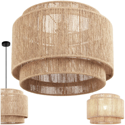 Pendelleuchte Boho Jute Lampenschirm dreistufig Ø 46 cm E27
