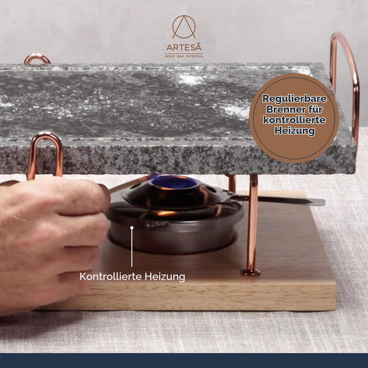 Hot Stone Grill Marmor mit Holzständer für Tisch 41,5x22cm - Bild 4